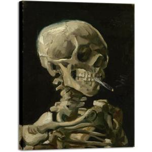 imageWieco Art Skull of a Skeleton with Burning Cigarette 1886 by Vincent Van Gogh Canvas Wall Art for Home Decor and Wall Decor Postimpressionism Canvas Prints Pictures Artwork26L x 26W