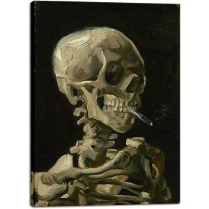 imageWieco Art Skull of a Skeleton with Burning Cigarette 1886 by Vincent Van Gogh Canvas Wall Art for Home Decor and Wall Decor Postimpressionism Canvas Prints Pictures Artwork16L x 12W