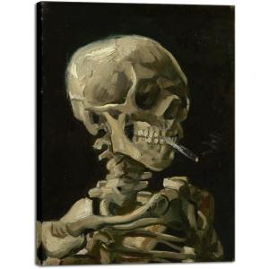 imageWieco Art Skull of a Skeleton with Burning Cigarette 1886 by Vincent Van Gogh Canvas Wall Art for Home Decor and Wall Decor Postimpressionism Canvas Prints Pictures Artwork32L x 24W