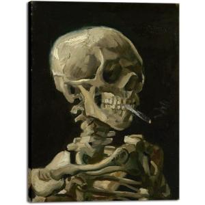 imageWieco Art Skull of a Skeleton with Burning Cigarette 1886 by Vincent Van Gogh Canvas Wall Art for Home Decor and Wall Decor Postimpressionism Canvas Prints Pictures Artwork40L x 30W