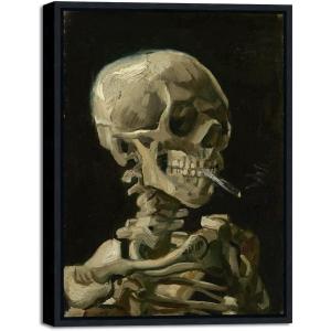 imageWieco Art Skull of a Skeleton with Burning Cigarette 1886 by Vincent Van Gogh Canvas Wall Art for Home Decor and Wall Decor Postimpressionism Canvas Prints Pictures Artwork17L x 13W