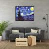 imageWieco Art Framed Art Canvas Prints of Starry Night by Vincent Van Gogh Paintings Reproduction PostImpressionism Artwork Framed Wall Art for Living Room Home Decorations Black32L x 24W
