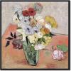 imageWieco Art Framed Wall Art Japanese Vase with Roses and Anemones by Vincent Van Gogh Oil Paintings Reproduction Artwork Flowers on Canvas Wall Art for Home and office Decorations