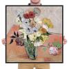 imageWieco Art Framed Wall Art Japanese Vase with Roses and Anemones by Vincent Van Gogh Oil Paintings Reproduction Artwork Flowers on Canvas Wall Art for Home and office Decorations