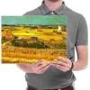 imageWieco Art Framed Wall Art of Harvest at La Crau with Mont majour by Van Gogh Oil Paintings Reproduction Abstract Canvas Prints for Home Living Room Decorations Bronze Gold Frame16L x 12W