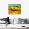 imageWieco Art Framed Wall Art of Harvest at La Crau with Mont majour by Van Gogh Oil Paintings Reproduction Abstract Canvas Prints for Home Living Room Decorations Bronze Gold Frame24L x 20W