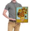 imageWieco Art Framed Wall Art of Sunflower by Vincent Van Gogh Paintings Reproduction Abstract Canvas Prints for Home Living Room Decorations Bronze Gold Frame