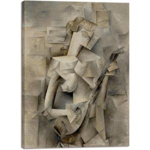 imageWieco Art Canvas Prints Girl with a Mandolin 1910 by Pablo Picasso Abstract Canvas Wall Art for Wall Decor and Home Office Decorations16L x 12W