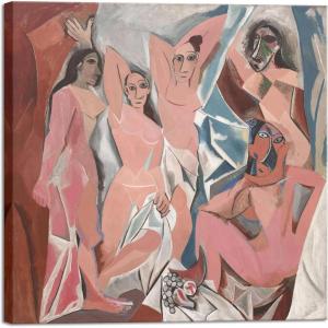 imageWieco Art Canvas Prints Les Demoiselles dAvignon 1907 by Pablo Picasso Abstract Canvas Wall Art for Wall Decor and Home Office Decorations24L x 24W