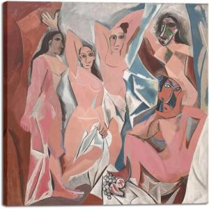 imageWieco Art Canvas Prints Les Demoiselles dAvignon 1907 by Pablo Picasso Abstract Canvas Wall Art for Wall Decor and Home Office Decorations80x80cm