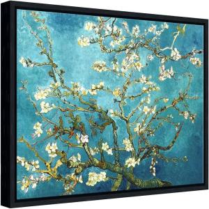 imageWieco Art Framed Art Almond Blossom Floral Canvas Prints of Van Gogh Famous Oil Paintings Reproduction Flowers Pictures on Canvas Wall Art for Living Room Home Decorations Black162L x 162W