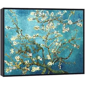 imageWieco Art Framed Art Almond Blossom Floral Canvas Prints of Van Gogh Famous Oil Paintings Reproduction Flowers Pictures on Canvas Wall Art for Living Room Home Decorations Black322L x 242W