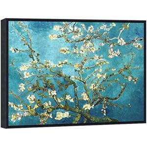 imageWieco Art Framed Art Almond Blossom Floral Canvas Prints of Van Gogh Famous Oil Paintings Reproduction Flowers Pictures on Canvas Wall Art for Living Room Home Decorations Black282L x 202W