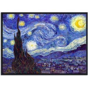 imageWieco Art Framed Art Canvas Prints of Starry Night by Vincent Van Gogh Paintings Reproduction PostImpressionism Artwork Framed Wall Art for Living Room Home Decorations Black28L x 20W