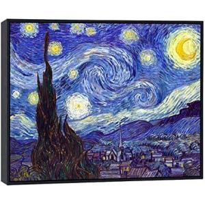 imageWieco Art Framed Art Canvas Prints of Starry Night by Vincent Van Gogh Paintings Reproduction PostImpressionism Artwork Framed Wall Art for Living Room Home Decorations Black32L x 24W