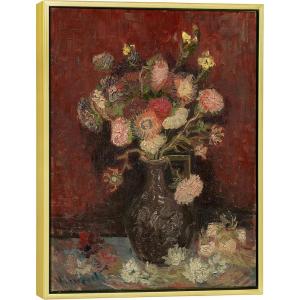 imageWieco Art Framed Canvas Wall Art Vase with Chinese Asters and Gladioli by Van Gogh Oil Paintings Modern Abstract HD Canvas Prints Flowers Artwork Pictures for Living Room Wall Decor162L x 122W