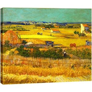 imageWieco Art Framed Wall Art of Harvest at La Crau with Mont majour by Van Gogh Oil Paintings Reproduction Abstract Canvas Prints for Home Living Room Decorations Bronze Gold Frame16L x 12W