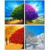 imageWieco Art Four Change Seasons Trees Canvas Prints Wall Art by Oil Paintings Style Pictures for Living Room Bedroom Home Decorations 4 Piece Modern Gallery Wrapped Contemporary Colorful Giclee16x20inchx4pcs