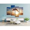 imageWieco Art Happy Dolphin Giclee Canvas Prints Wall Art Ocean Animals Sea Beach Landscape Pictures Paintings for Living Room Bedroom Home Decorations Large 4 Piece Modern Grace Seascape Artwork L