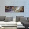 imageWieco Art Plum Blossom Floral Paintings on Canvas Prints Wall Art for Living Room Bedroom Home Decorations Modern 4 Piece Stretched and Framed Contemporary Giclee Grace Gold Flowers Pictures Artwork