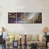 imageWieco Art Plum Blossom Floral Paintings on Canvas Prints Wall Art for Living Room Bedroom Home Decorations Modern 4 Piece Stretched and Framed Contemporary Giclee Grace Gold Flowers Pictures Artwork
