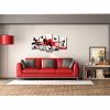 imageWieco Art Red Flower Love Butterfly Abstract Oil Paintings on Canvas Wall Art Ready to Hang for Living Room Bedroom Home Decorations Modern 5 Panels Stretched and Framed 100 Hand Painted Artwork10x16inchx2pcs 8x20inchx2pcs 8x24inchx1pc