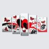 imageWieco Art Red Flower Love Butterfly Abstract Oil Paintings on Canvas Wall Art Ready to Hang for Living Room Bedroom Home Decorations Modern 5 Panels Stretched and Framed 100 Hand Painted Artwork10x16inchx2pcs 8x20inchx2pcs 8x24inchx1pc