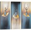 imageWieco Art Dancing Girls Modern Large Contemporary 3 Panels 100 Hand Painted Stretched and Framed Ballet Dancers Oil Paintings on Canvas Wall Art Work for Living Room Bedroom Home DecorationsBlue and grey