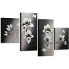 imageWieco Art Elegant Blooming Flowers Oil Paintings on Canvas Wall Art Set Ready to Hang for Living Room Bedroom Home Decor 4 Panels Modern 100 Hand Painted Stretched and Framed Abstract Floral10x12inchx2pcs 10x20inchx2pcs