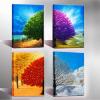imageWieco Art Four Change Seasons Trees Canvas Prints Wall Art by Oil Paintings Style Pictures for Living Room Bedroom Home Decorations 4 Piece Modern Gallery Wrapped Contemporary Colorful Giclee12x16inch4pcs
