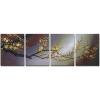imageWieco Art Plum Blossom Floral Paintings on Canvas Prints Wall Art for Living Room Bedroom Home Decorations Modern 4 Piece Stretched and Framed Contemporary Giclee Grace Gold Flowers Pictures Artwork