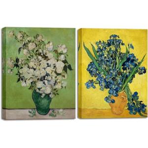 imageWieco Art 2 Piece Irises in Vase Floral Canvas Prints Wall Art by Van Gogh Classic Artwork Famous Oil Paintings Reproduction on Canvas for Home Decor Modern Wrapped Flowers PicturesArtwork1