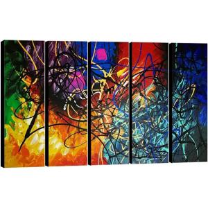 imageWieco Art 5 Panels Abstract Heart Oil Paintings Reproduction on Canvas Wall Art Decor Ready to Hang for Home Office Decorations Extra Large Modern 100 Hand Made Contemporary Impressionist Artwork8x24inchx5pcs 20x60cmx5pcs