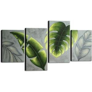 imageWieco Art Botanical Paintings Wall Art on Canvas Abstract Green Leaves Canvas Wall Art for Living Room Bedroom Wall Decor Modern Artwork for Home Decorations16x24inchx2pcs 16x32inchx2pcs