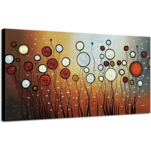 imageWieco Art Extra Large Modern 100 Hand Painted Stretched and Framed Abstract Flowers Artwork Floral Oil Paintings on Canvas Wall Art Ready to Hang for Living Room Bedroom Home Decorations