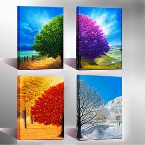imageWieco Art Four Change Seasons Trees Canvas Prints Wall Art by Oil Paintings Style Pictures for Living Room Bedroom Home Decorations 4 Piece Modern Gallery Wrapped Contemporary Colorful Giclee12x16inch4pcs
