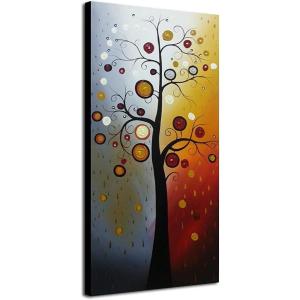 imageWieco Art Life Tree Large Vertical Wall Art Modern Abstract Flowers 100 Hand Painted Floral Oil Paintings on Canvas Wall Art Work Ready to Hang for Dining Room Kitchen Home Decor XL40L x 20W
