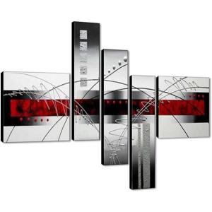 imageWieco Art White Lines 100 Handpainted Stretched Canvas Wall Art for Living Room Decoration Home Decor Abstract Oil Paintings on CanvasMulti