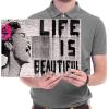 imageWieco Art Banksy Life is Beautiful Modern Gallery Wrapped Giclee Canvas Prints Artwork Grey Love Abstract Pictures Paintings on Canvas Wall Art Ready to Hang for Bedroom Home Office Decorations16L x 12W