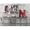 imageWieco Art Banksy Life is Beautiful Modern Gallery Wrapped Giclee Canvas Prints Artwork Grey Love Abstract Pictures Paintings on Canvas Wall Art Ready to Hang for Bedroom Home Office Decorations36L x 24W