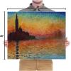 imageWieco Art Dusk in Venice Canvas Prints Wall Art of Famous Oil Paintings by Claude Monet Stretched and Framed Giclee Classic Impressionist Art work Ready to Hang for Wall Decor Living Room Bedroom24L x 20W