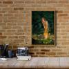 imageWieco Art Framed Canvas Wall Art Fairy Tale Midsummer Eve with A Girl and Elves by Edward Robert Hughe Neoclassical Art Nouveau Print Picture for Living Room Home Decorations
