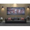 imageWieco Art Red Plum Blossom 5 Panels Canvas Prints Wall Art Paintings Style Pictures for Living Room Bedroom Home Decorations Stretched Classic Flowers Artwork