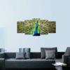 imageWieco Art The Peacock Canvas Prints Wall Art Green Animals Pictures Paintings for Living Room Bedroom Kitchen Home Decorations Wall Decor 5 Piece Modern Stretched and Framed Grace Giclee Artwork