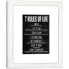 imageWieco Art 7RULES Quotes Wall Art Inspirational Canvas Print Motivation Classroom Decor With White Picture Frame and Real Glass Made to Display 5x7 with Mat or 8x10 Without Mat