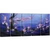 imageWieco Art Blue Plum Blossom Canvas Prints Wall Art Paintings Style Pictures for Living Room Bedroom Home Decorations Modern 5 Panels Stretched Contemporary Floral Artwork10x24x5pcs 25x60cmx5pcs