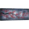 imageWieco Art Red Plum Blossom 5 Panels Canvas Prints Wall Art Paintings Style Pictures for Living Room Bedroom Home Decorations Stretched Classic Flowers Artwork