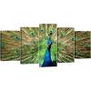 imageWieco Art The Peacock Canvas Prints Wall Art Green Animals Pictures Paintings for Living Room Bedroom Kitchen Home Decorations Wall Decor 5 Piece Modern Stretched and Framed Grace Giclee Artwork