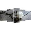 imageWieco Art White Rose Canvas Prints Wall Art Flowers Pictures Paintings Ready to Hang for Living Room Bedroom Bathroom Home Decorations Modern 5 Piece Stretched and Framed Floral Giclee Artwork10x16inchx2pcs 10x20inchx2pcs 10x24inchx1pc