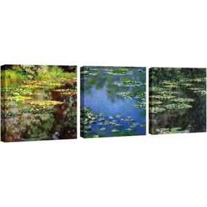 imageWieco Art 3 Piece Canvas Prints Wall Art of Claude Monet Famous Flowers Oil Paintings Reproduction for Kitchen Home Decorations Water Lilies Pond Modern Gallery Wrapped Giclee Floral Picture Artwork